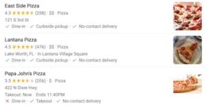 pizza listing